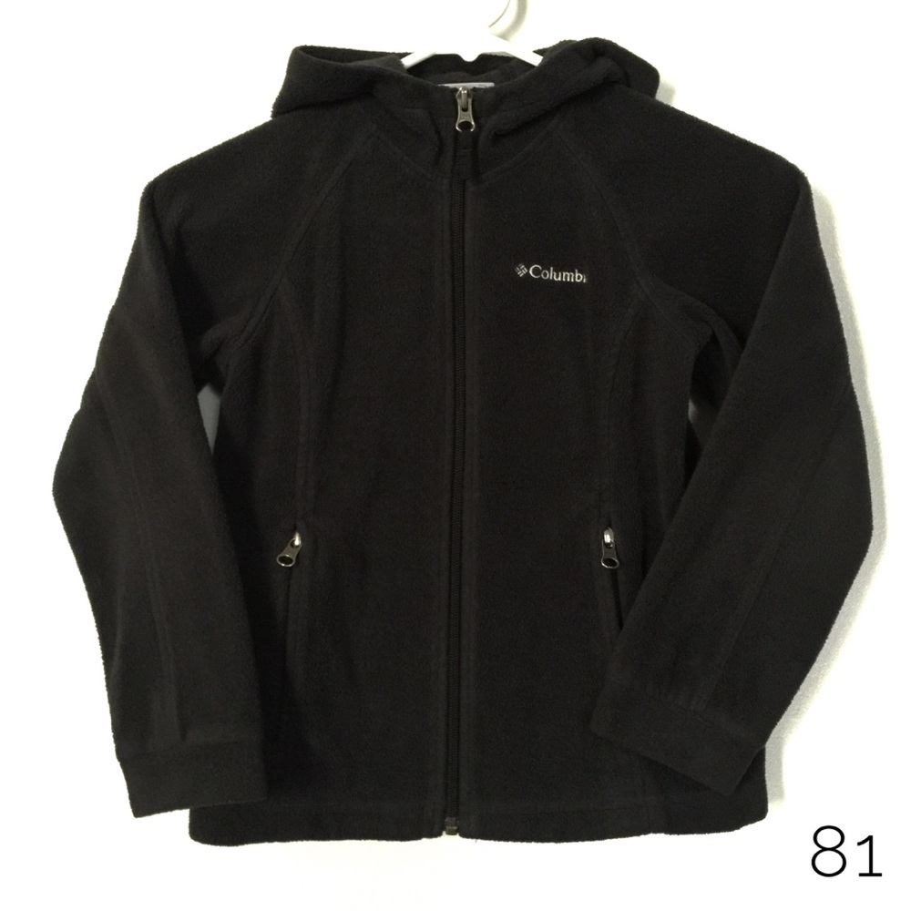 Black Columbia Fleece Zip Up Hoodie Size Small 7/8